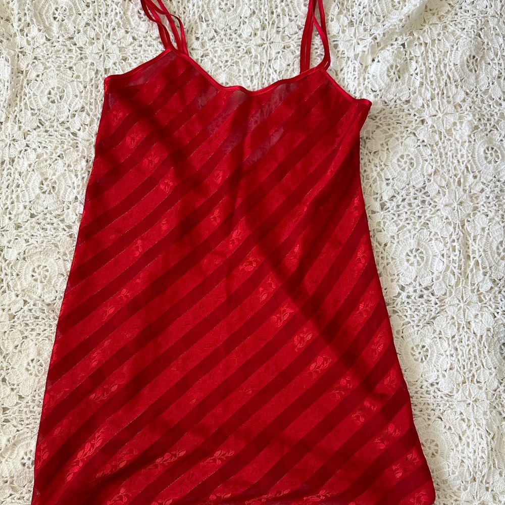 Red Sheer Night Slip